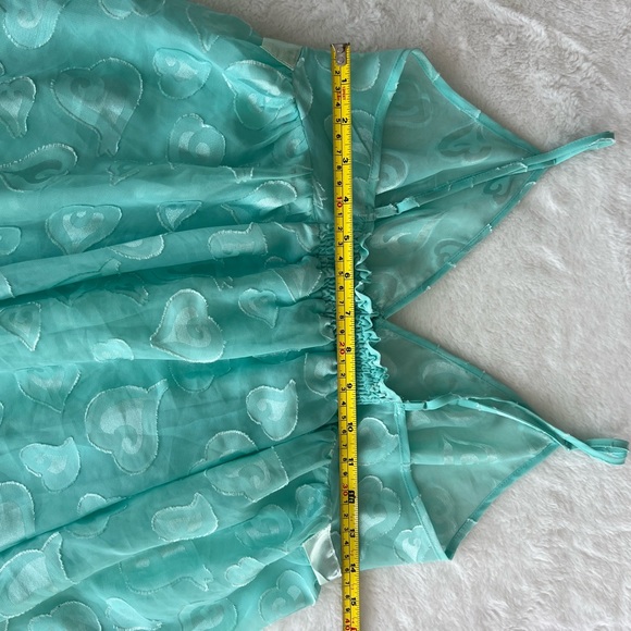 Victoria's Secret Teal Heart Pattern Babydoll Dress - Picture 4 of 5
